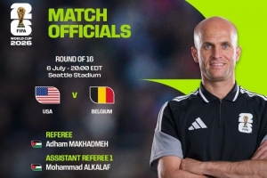 2026年世界杯1/8决赛美国对阵比利时比赛裁判：约旦籍主裁马哈德迈执裁